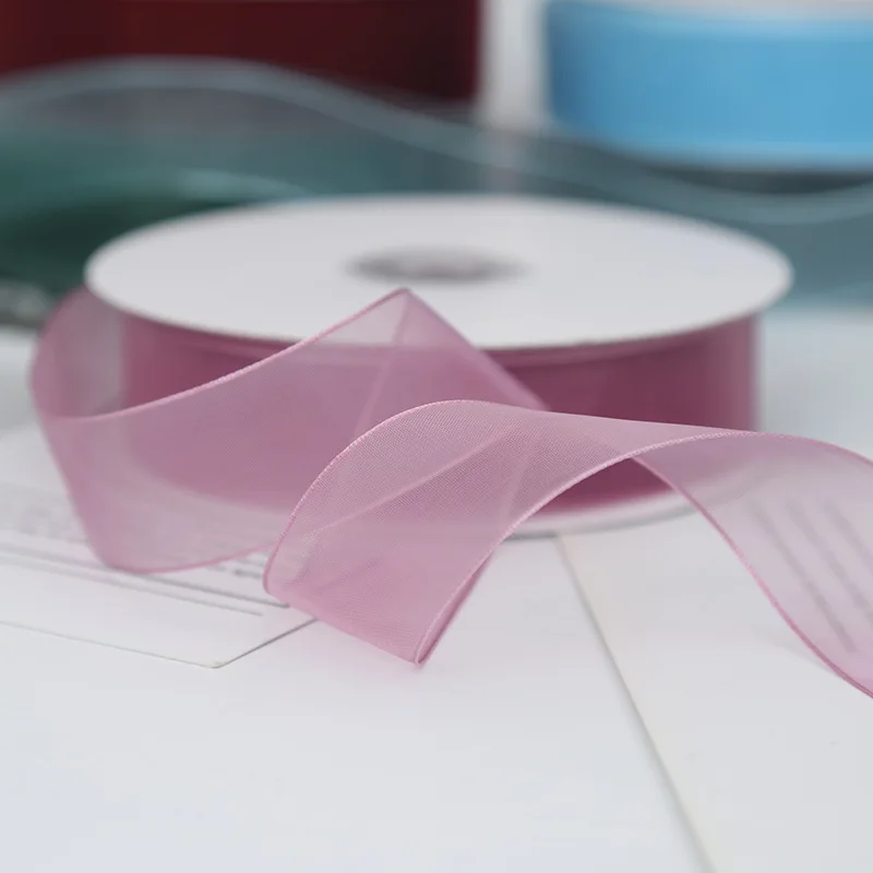 

2.5cm wide (45m /50 yards/roll) High-quality snow gauze Ribbon Handmade bouquet diy bow material Pack Cake Wedding webbing