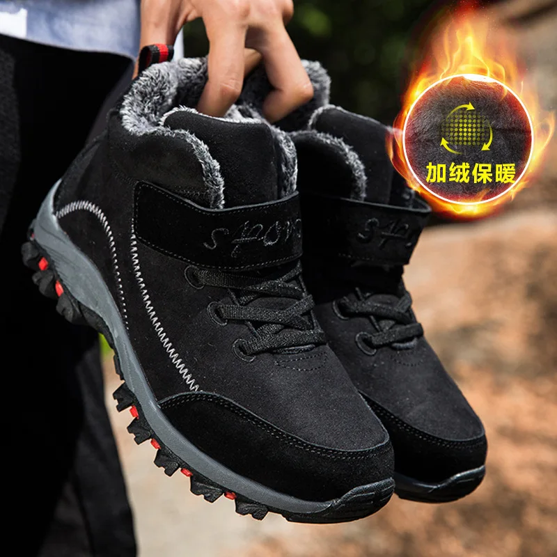 

Men New Waterproof Winter Boots Suede Warm Snow Women Boots Men Work Casual Shoes High Top High-top Non-slip Ankle Boots