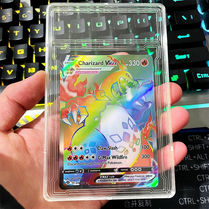Set Pokemon Cards Slab Stands Star Card Sleeves Hard Protector Case Acrylic Plastic Clear Game Grade Holder Storage Kid Toy Gift |
