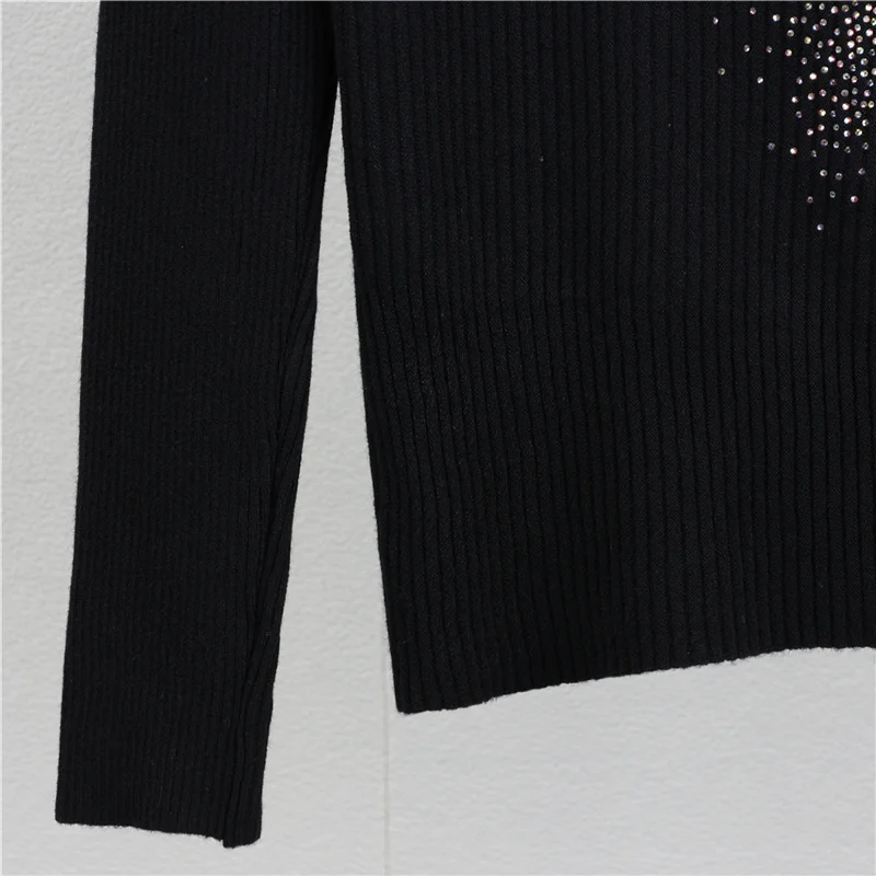 Женский трикотажный пуловер с ложным воротником длинным рукавом