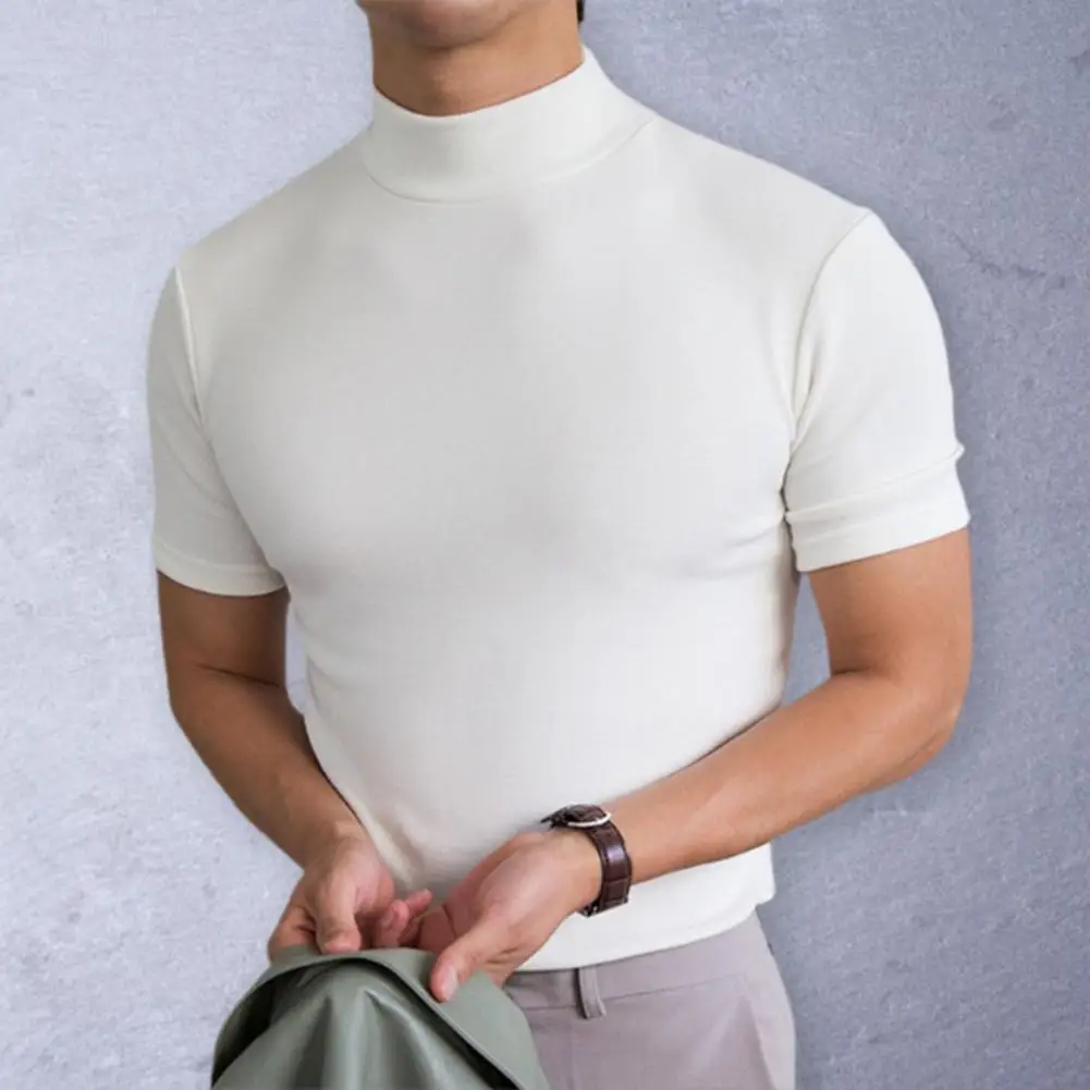 

Simple Fabulous Short Sleeve Summer Base Top Leisure Men T-shirt Stretchy Inner Wear Clothes