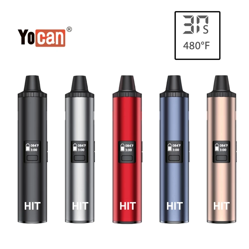 

Vape Pen Kit Newest Yocan Hit Kit 1400mAh Battery Ceramic Heating Chamber OLED display Dry Herb Vaporizer Electronic Cigarette