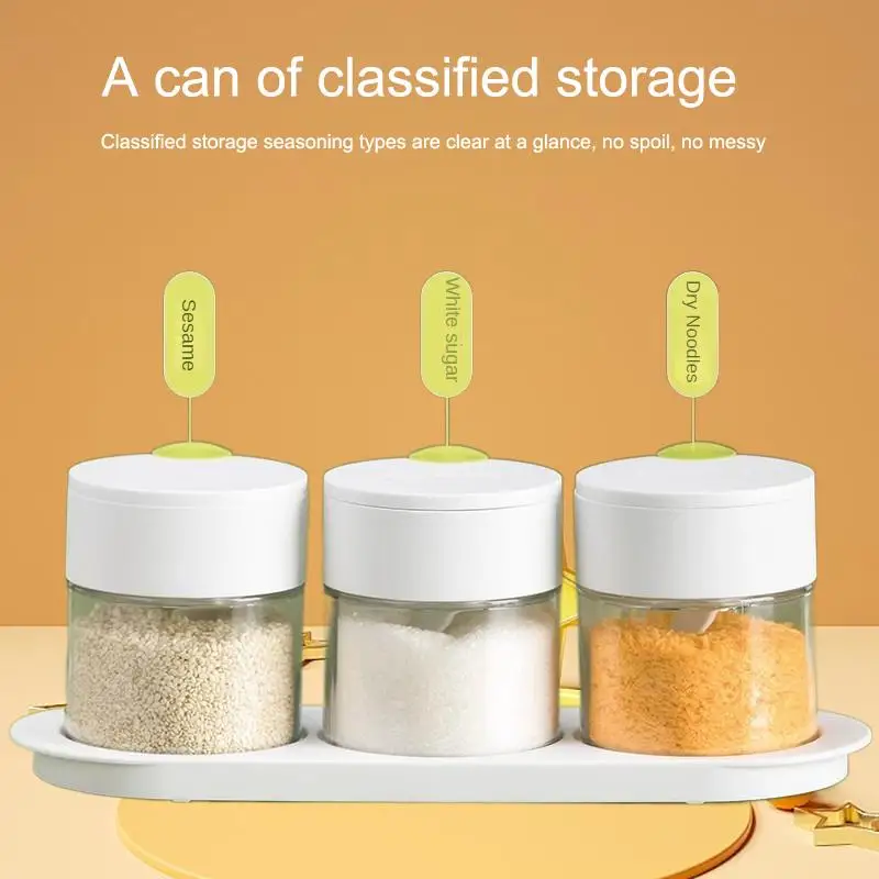 

CHAHUA Glass Spice Box Household Kitchen Seasoning Box Seasoning Containers Seasoning Jar Seasoning Seasoning Box Salt Jar
