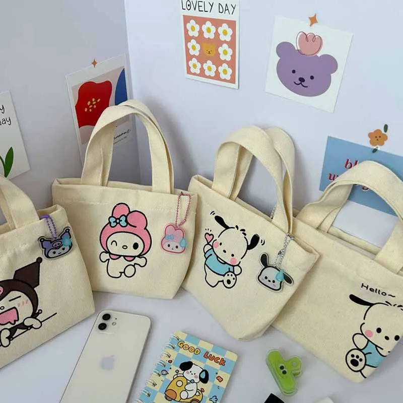 

Сумка женская холщовая с мультяшным кулоном, большой вместимости