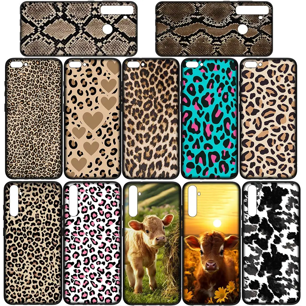 Cow Print Leopard Snake Case for OPPO A17 A15 A16 A3 Pro A40 A60 A80 A79 A95 A94 A74 A78 A58 A38 A57 4G 5G Phone Cover Casing