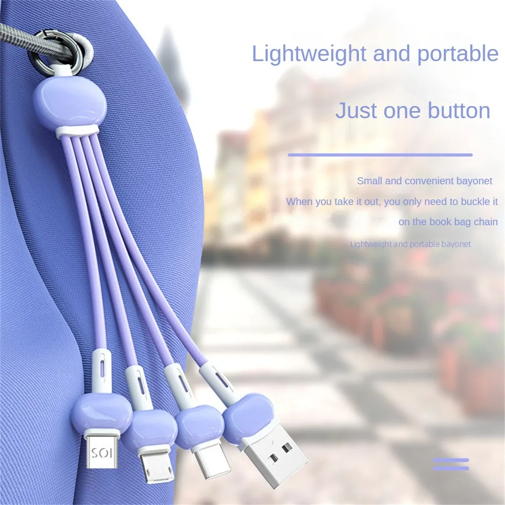 

2023 New 3A Fast Charging Cable Portable Liquid Silicon Silicone Three In One Data Cable Android Apple Letv Type-c Data Cable