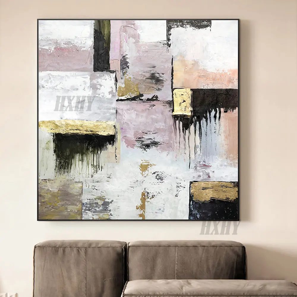 

Современная Абстрактная ручная роспись маслом Золотая фольга текстура холст настенное искусство простота картина маслом для домашнего ук...