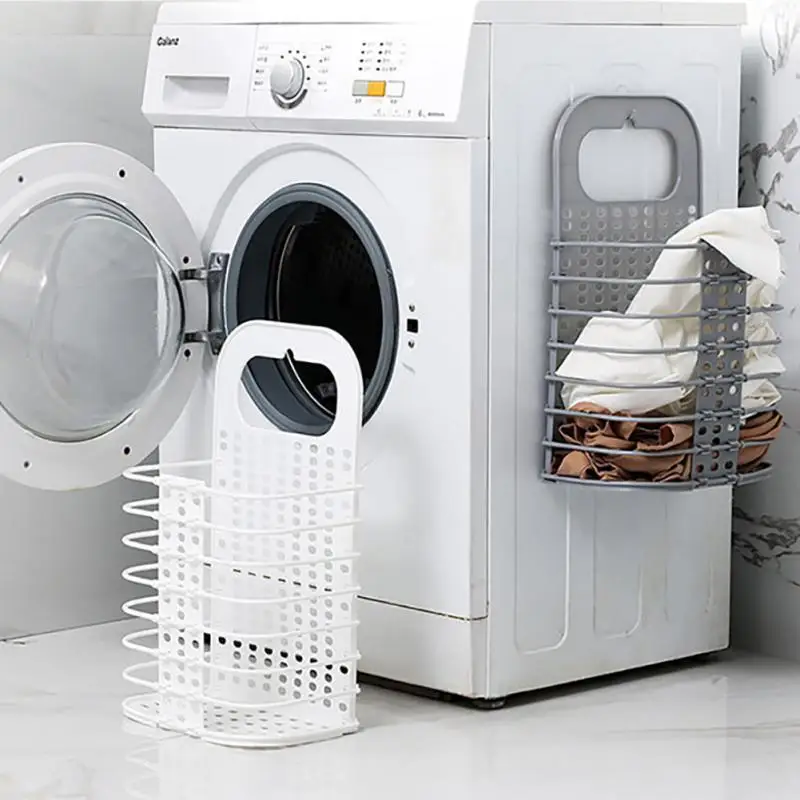 

Large Foldable Laundry Basket Plastic Wall-mounted Dirty Clothes Hamper Bathroom Organizer And Storage Sundry Home Accessories