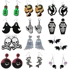 Женские Акриловые Серьги Goth Skull, блестящие серьги в стиле панк, призрак, тыква, зомби, летучая мышь, модные ювелирные украшения, подвески, подарки, Новинка
