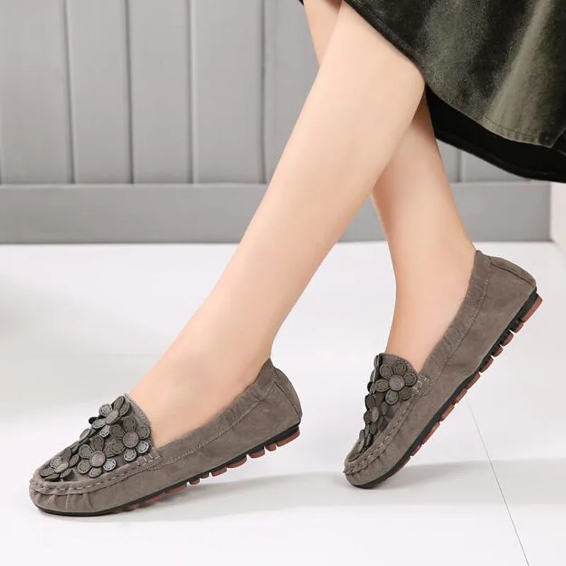 Big Size 35~43 New Spring Autumn Flower Designer Loafers Elegant Ladies Fashion Casual Flats Round Toe Rolling Egg Shoes