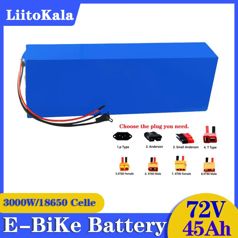 

Аккумулятор LiitoKala для электровелосипеда, 72 в, 45 Ач, 18650, 72 в