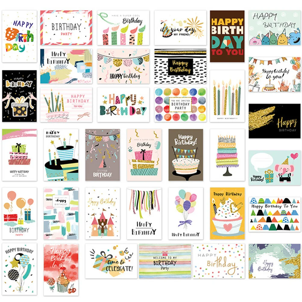 

36 Pcs Birthday Party Supplies Adults Greeting Cards Men Kraft Envelopes Happy Kids Gifts Favors Bulk