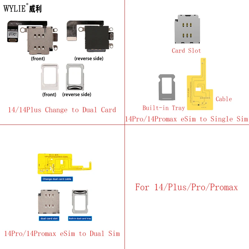 

Wylie eSim для двух гибких карт для iPhone 14 Pro Max Plus eSim лоток слота для одной Sim-карты нет разделительных частей