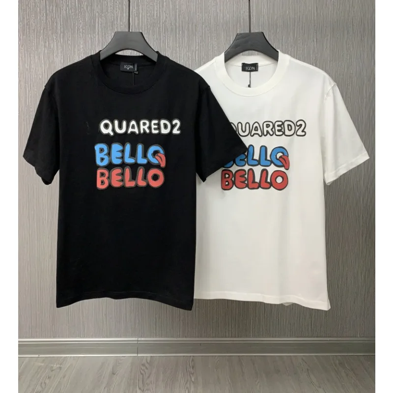 

ICON Men's Women Summer T-shirt Letters dsq2 Print Pure Cotton Luxury Brand Designer Tees Man Solid Color Streetwear Tops