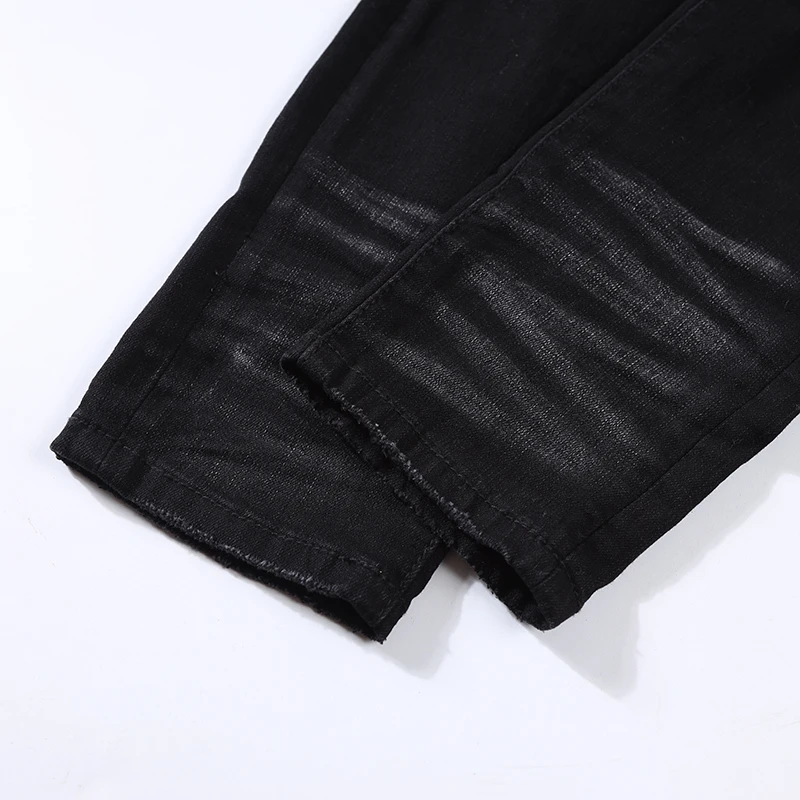 Street Fashion Men Jeans Buttons Fly Retro Black Gray Stretch Skinny Ripped Jeans Men Patch Designer Hip Hop Brand Pants Hombre