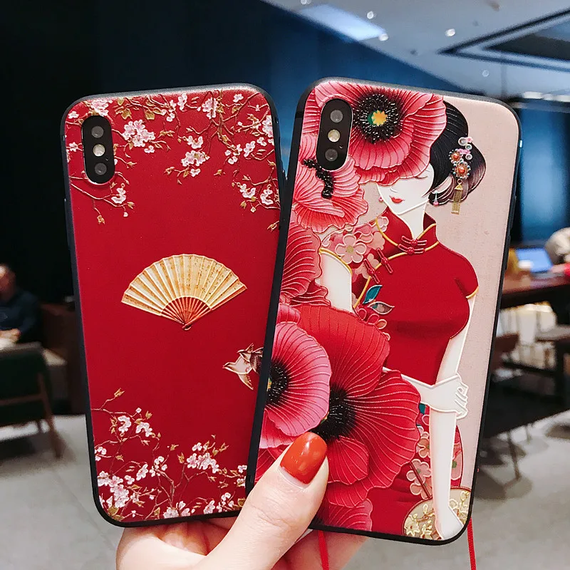 

Chinese Style Forbidden City Phone Case for IPhoneXr X XS MAX 8 7 Plus Embossed Back Cover for IPhone 13 11 12Pro Max Mini Capa