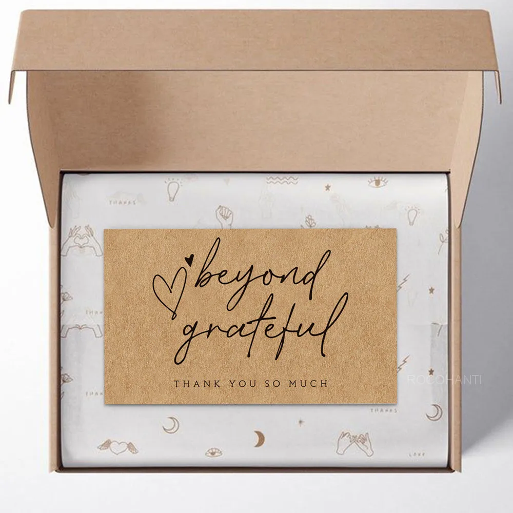 

100 pcs Customize Kraft Color Small Mini Thank You Cards for Business Greeting Cards Free Shipping