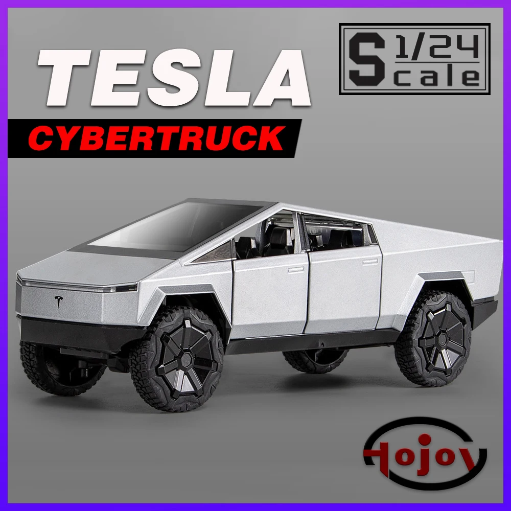 

Scale 1/24 Tesla Cybertruck Pickup Trucks Metal Diecast Alloy Toys Cars Model For Boys Children Kids Vehicles Hobbies Collection