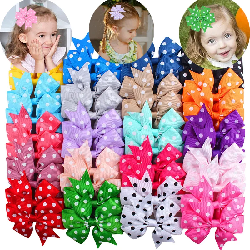 

FASHION 10PCS/30PCS/ Baby Girls Ribbon Polka Dot Hair Bow Alligator Hair Clips For Girl Teens Kids Babies Toddlers