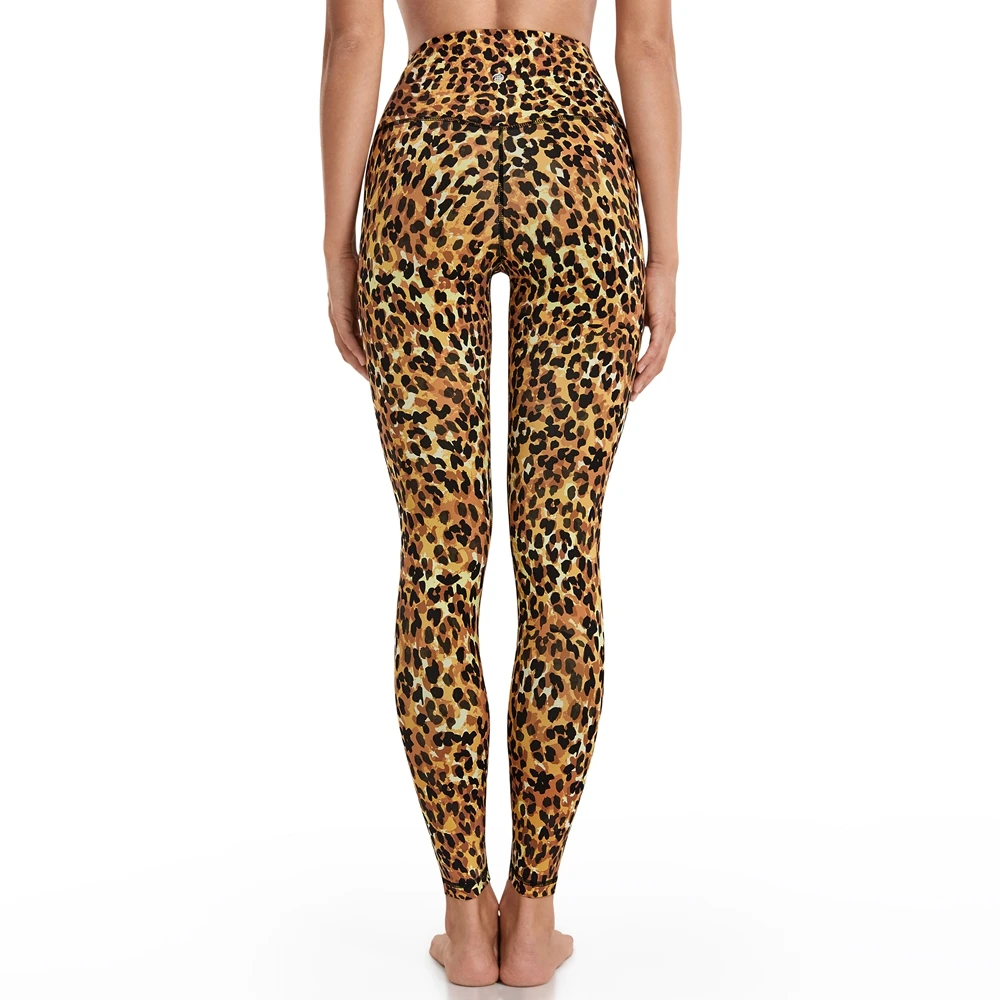 Yoga Leggings Workout High Waisted Halloween Mermaid Women Tummy Control Leopard Printed Yoga Pants 25 Inches Pants Elastic
