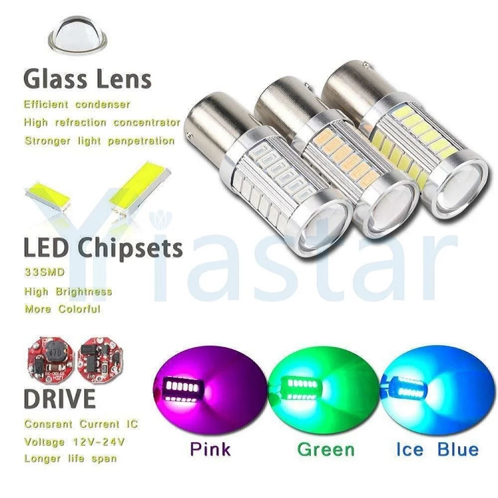 Yistar 4X светодиодная Автомобильная Зеленая лампа BA15S P21W 1156 резервсветильник РА 33SMD 5630 5730 12 В