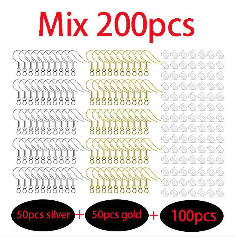 

200Pcs/Lot Multicolor Earrings Set Tools Earring Hooks Open Jump Rings Ear Plug Connects for DIY Jewelry Making Accessories