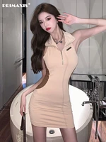 bodycon sexy mini skirts casual dresses sleeveless midi womens dress clothing summer 2022 korean fashion female