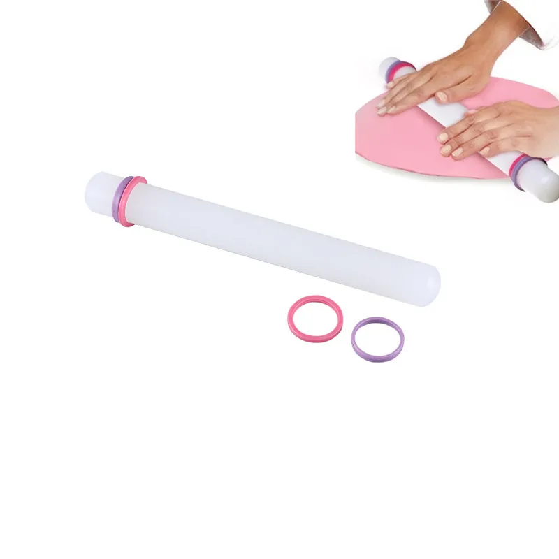 

1pcs Non-stick Rolling Pin Cake Roller Crafts Sliding Sugar Fondant Dough Decorated Fondant Cake White Baking Cooking Tools