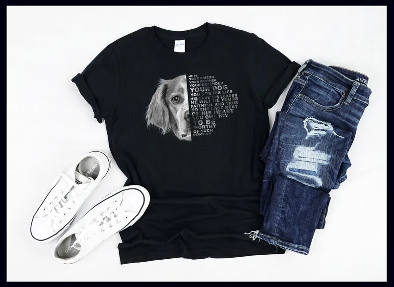 

Он ваш друг, ваш партнер, ваш защитник, ваша собака | Бреттань спаниель | Цитата для любителей собак | Футболка