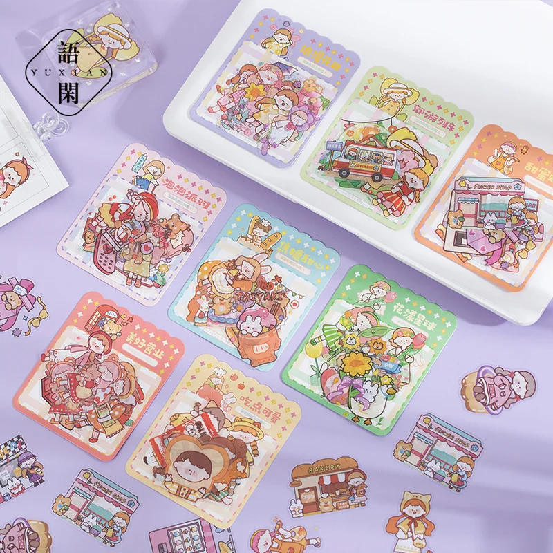 45pcs/lot Kawaii Stationery Stickers Seven Seven Travels DIY Junk Journal Paper stickers Planner Decorative Mobile stickers