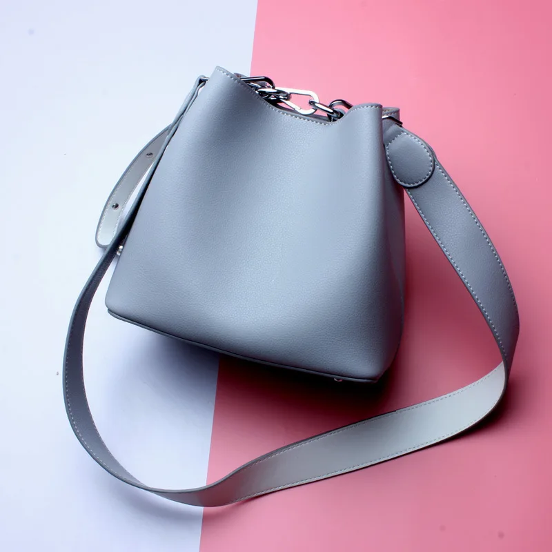 100% Genuine Leather Women's Bucket Bag 2022 New Female Shoulder Bag High Quality Ladies Casual Totes bag Bolsa Feminin