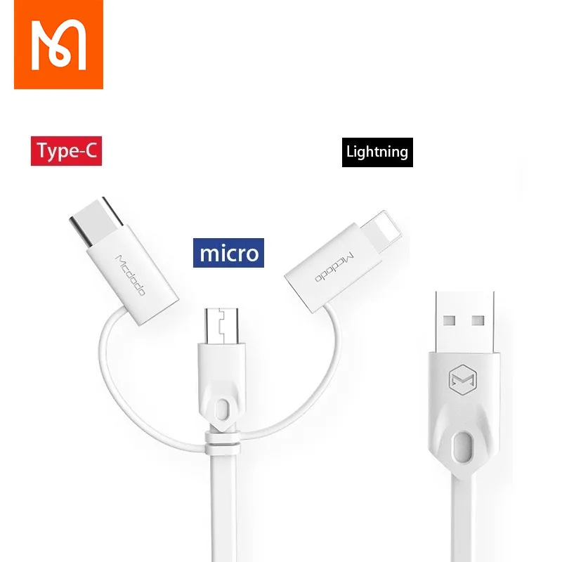 

Mcdodo 3 in1 Micro Usb+Type-C+Lightning Fast Charging Cable For iPhone 13 12 11 6A Samsung Huawei Xiaomi Fast Charger