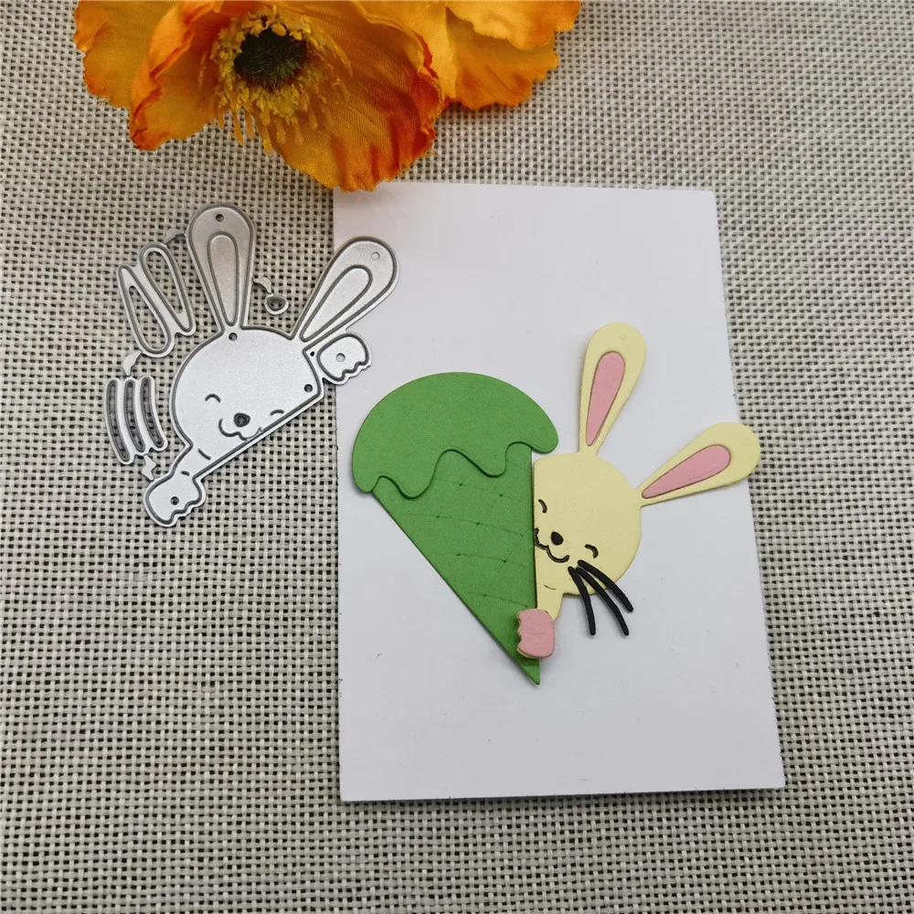 

Rabbit flower background craft Frame card dies metal die decoration for scrapbook punching card cutting DIY process edge cutting