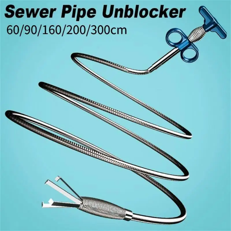 

60/90/160cm Kitchen Sink Pipe Unblocker Snake Spring Pipe Drain Claw Sewer Dredging Household Cleaning Tool Bathroom Accessories