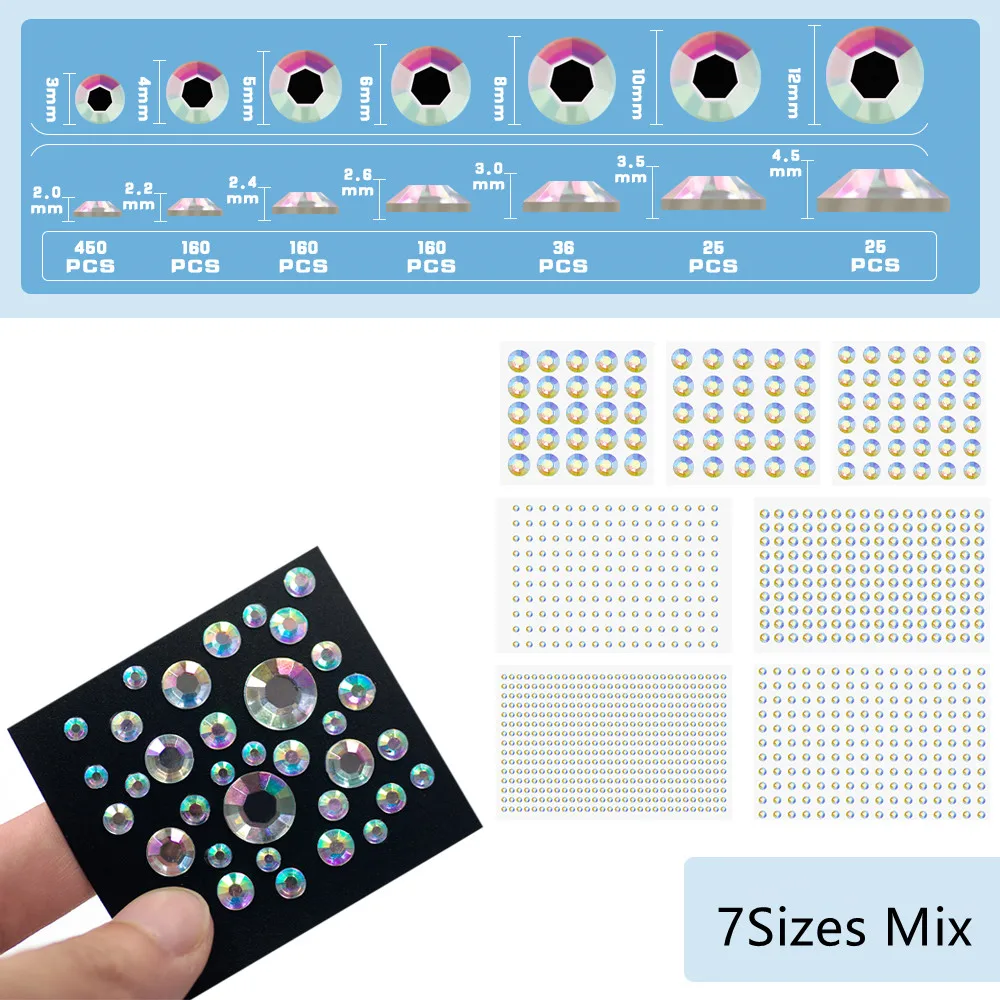 

7Sizes/Set 3D Glitter White Half Round Pearl Acrylic Self Adhesive Sticker For DIY Scrapbooking Face Beauty Makeup Decoration
