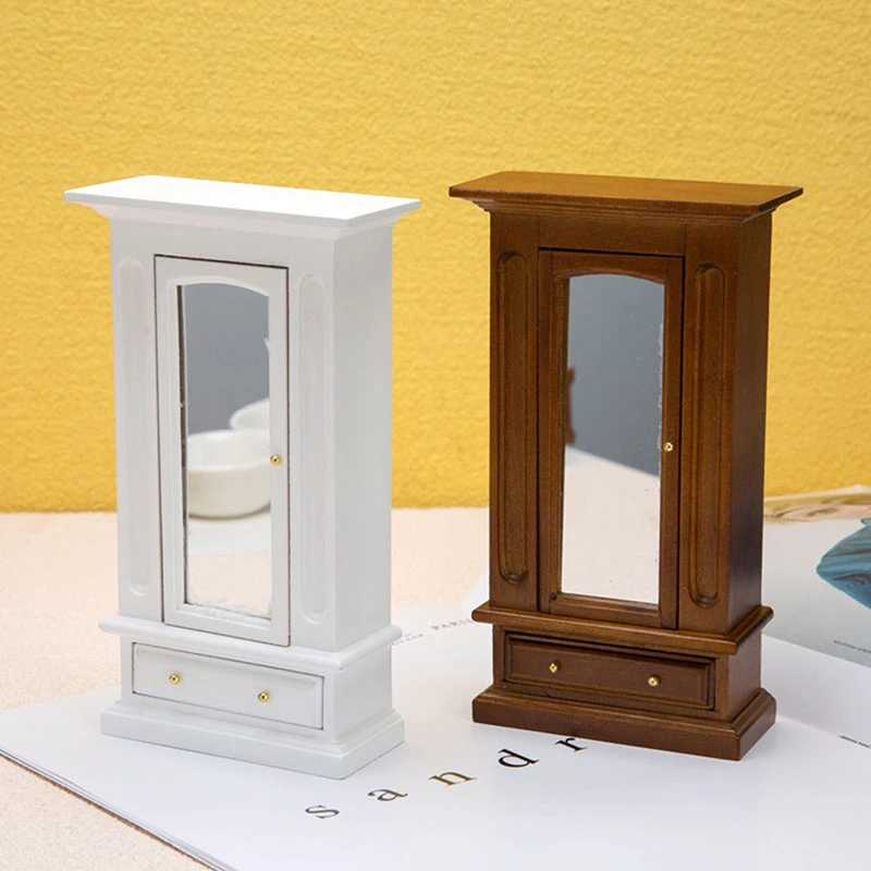 

1pc 1:12 Кукольный домик миниатюрный гардероб полностью-зеркальные шкафчики хранения