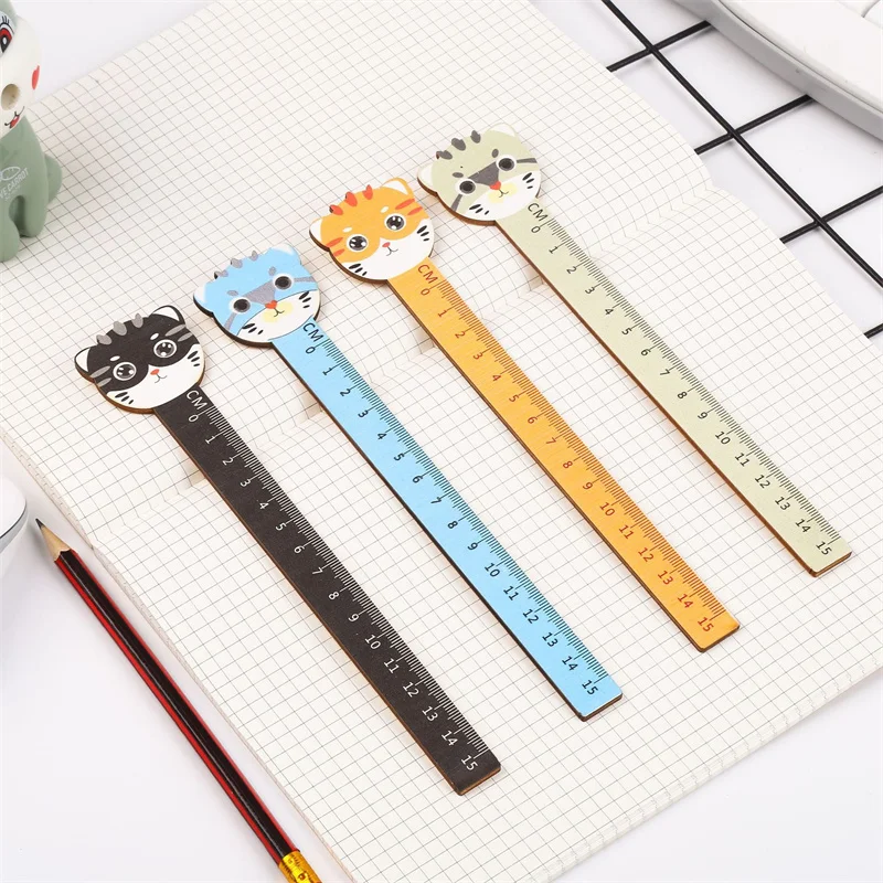 

36 pcs/lot Creative Cat Wooden Ruler Measuring Straight Rulers Drawing Tool Promotional Stationery gift school supplies