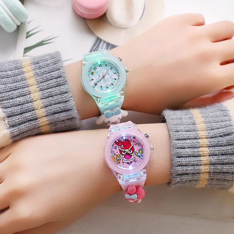 

Kuromi Sanrio My Melody Electronic Luminous Watch Kids Cinnamoroll Anime Figures Toy Waterproof Watches Boys Girls Birthday Gift