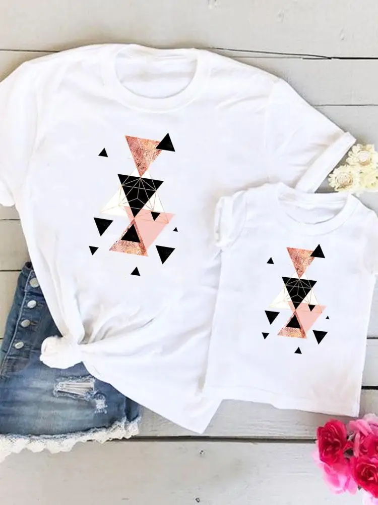 

Tee Women Kid Child Geometric Trend Lovely Summer Mom Mama Mother Graphic T-shirt Clothes Clothing Family Matching Outfits