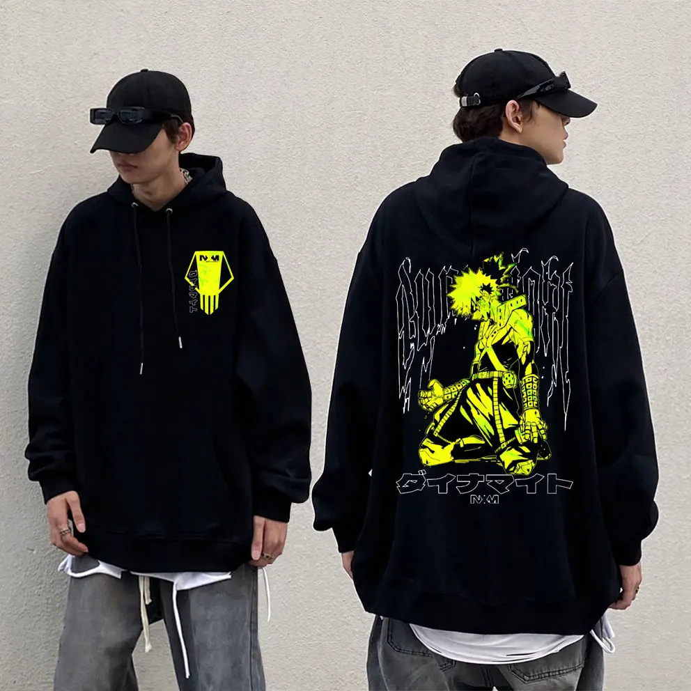 

Japanese Anime My Hero Academia Bakugo Katsuki Oversized Graphic Hoodie Men Fashion Casual Sweatshirt Manga Vintage Streetwear