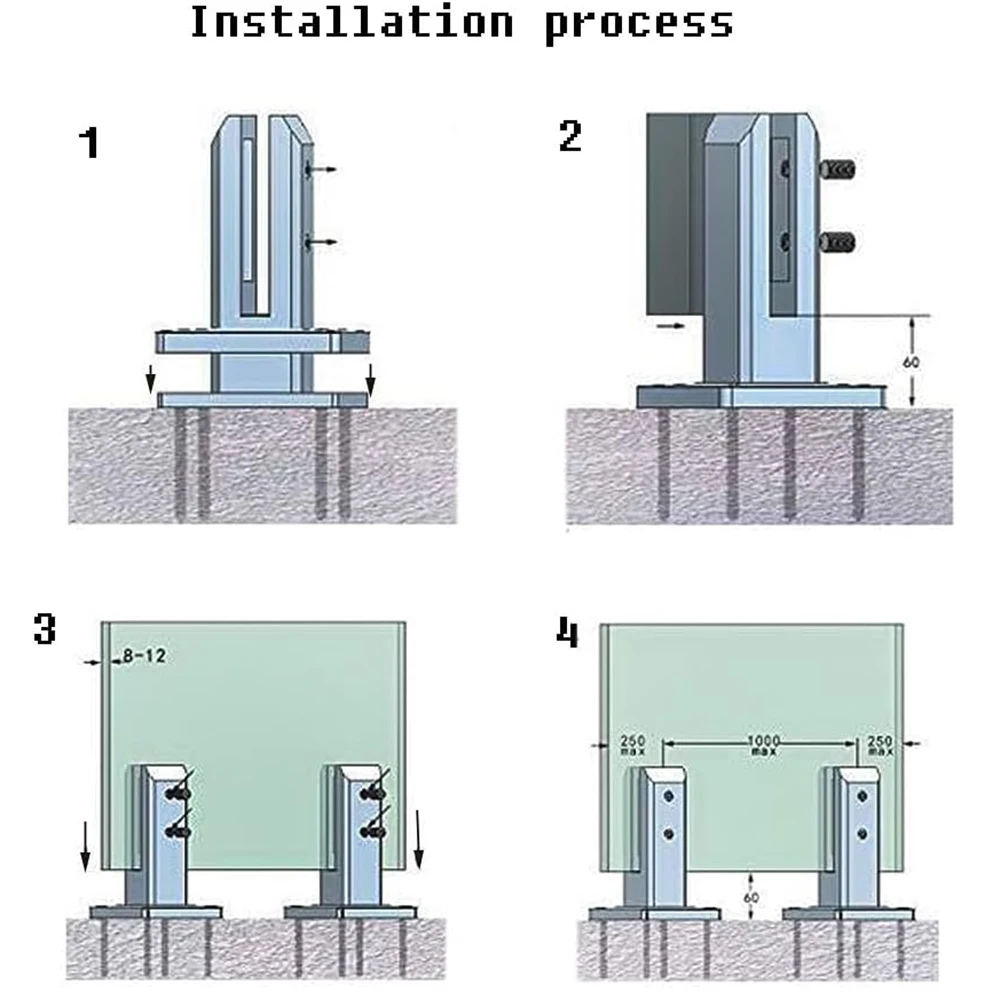 Зажимы из нержавеющей стали 304 для стеклянной панели забора беговой дорожки