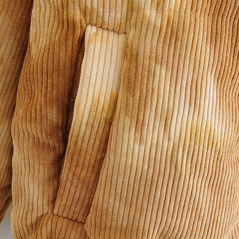 2022 Women's Lapel Thickened Loose Warm Long-Sleeved Western-Style Solid Color Tie-Dye Cotton Coat