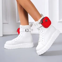 36 43 autumn new low heeled thick soled sneakers womens ankle boots wedge heel winter plus velvet warm small bag snow boots