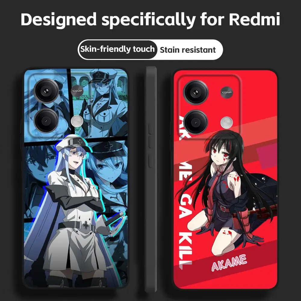 Фото Чехол для телефона Аниме Akame Ga Kill для Redmi Note 14 13 12 11 Pro Plus S 5G 14C A3, мягкий черный чехол для телефона №1
