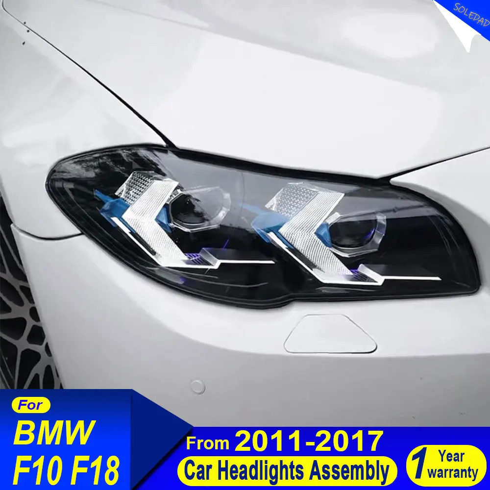 Фото Для BMW 5 серии F10 (2010-2017) 520i 530i 528i: Новейшие светодиодные дневные ходовые огни, аксессуары для модификации автомобильных фар №3