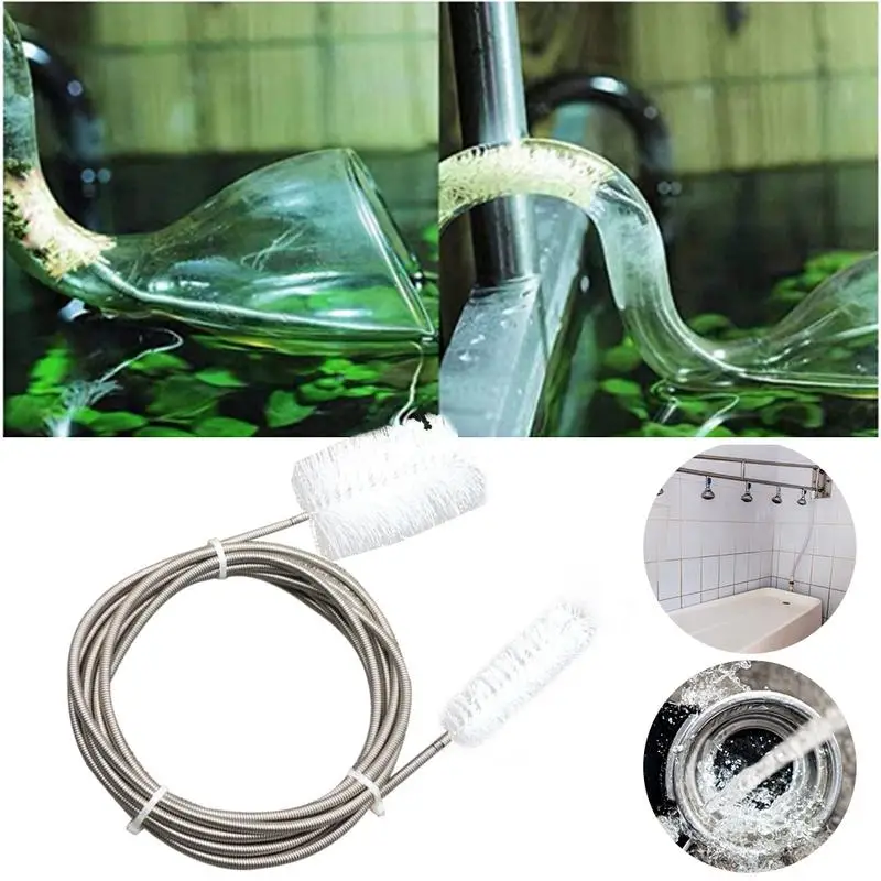 

Гибкая дренажная щетка из нержавеющей стали, пружинная эластичная головка шланга, двухсторонняя, для систем фильтрации аквариума