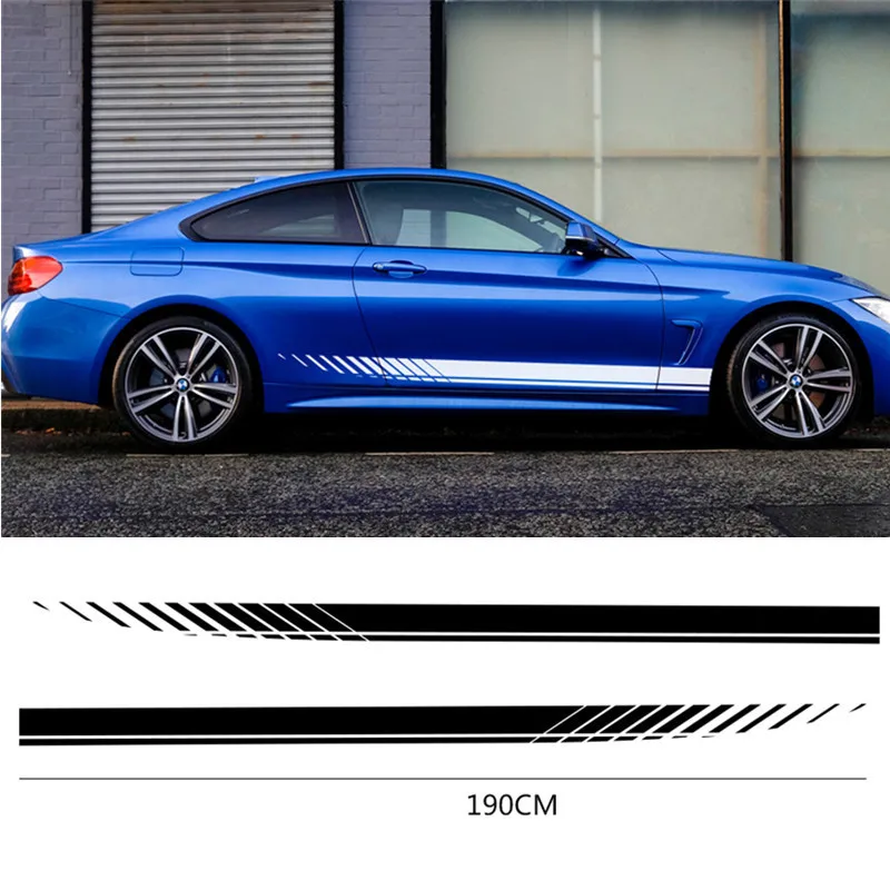 

2pcs/1set Car Side Stripes Side Stripe Skirts Automobiles Body Diy Stickers Vinyl Sticker Decals