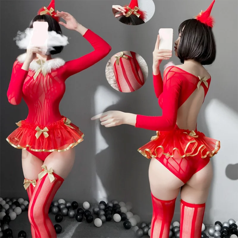 

Porno Lingerie Sexy Hot Erotic Underwear For Women Christmas Costume Lace Sexy Dress Babydoll Exotic Apparel Chemise Sleepwear