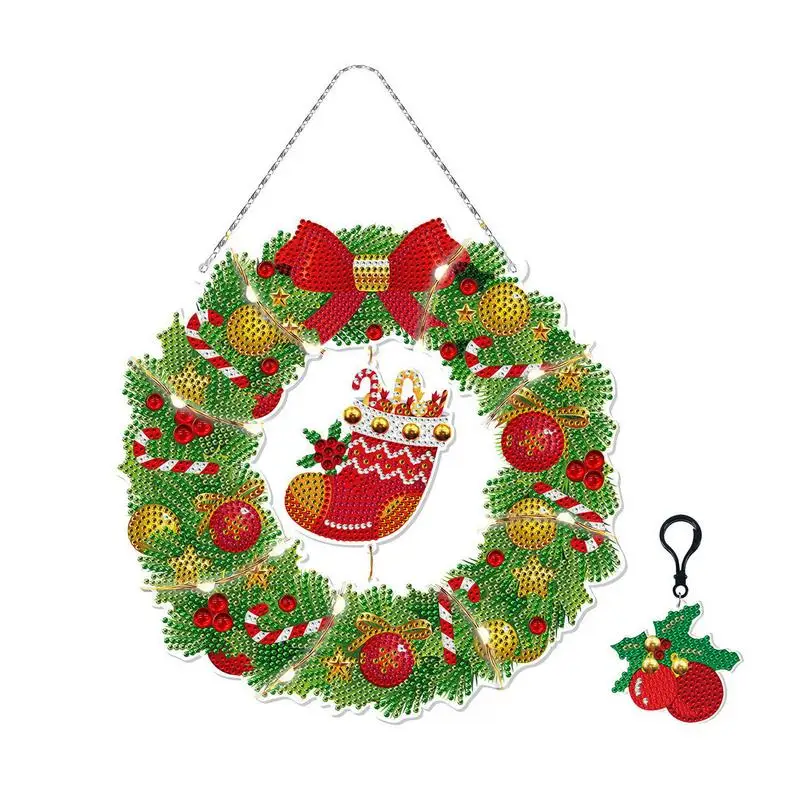 

Christmas Diamond Art Wreath Garland Hanging Front Door Christmas Wreath Supplies Home Wedding Holiday Thanksgiving Decoration