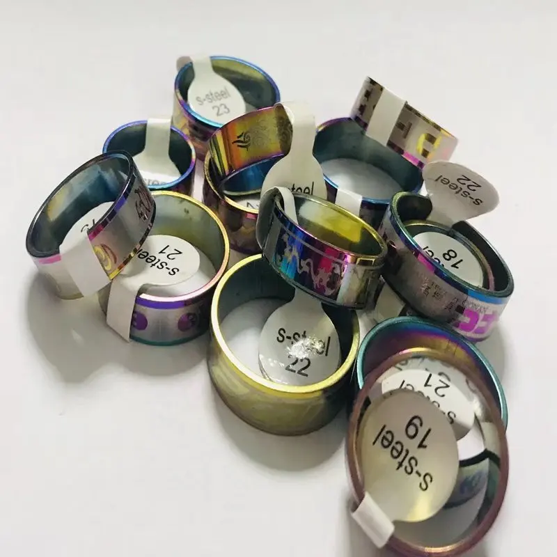 

50 pcs mixed size ring biker men's stainless steel round ring
